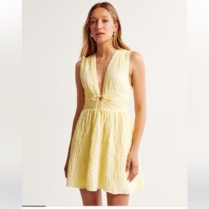 Abercrombie Tie-Front Textured Mini Yellow Dress